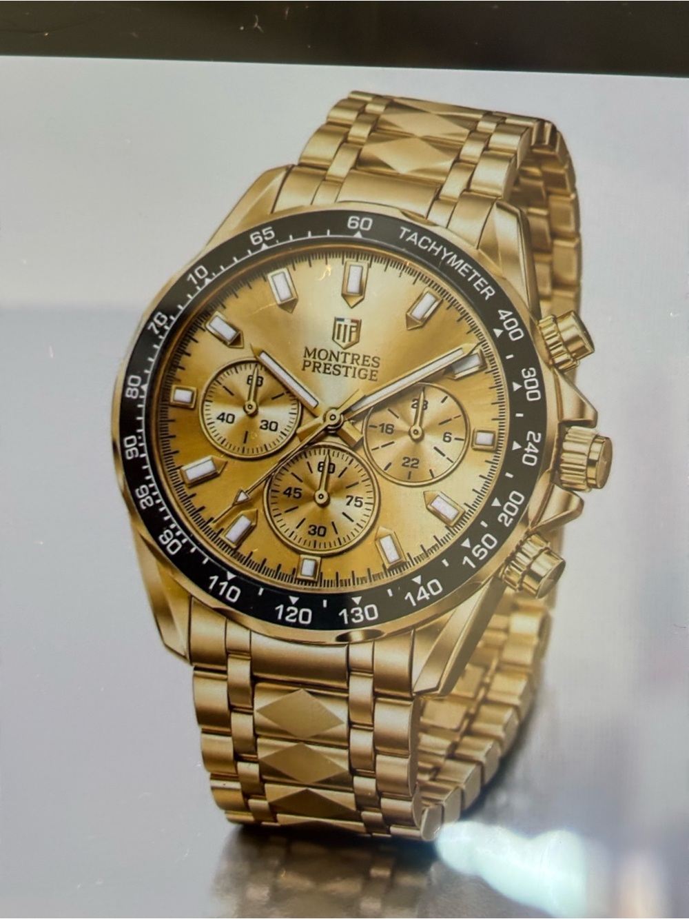 Invicta Gold and Black Chronograph Bracelet Watch